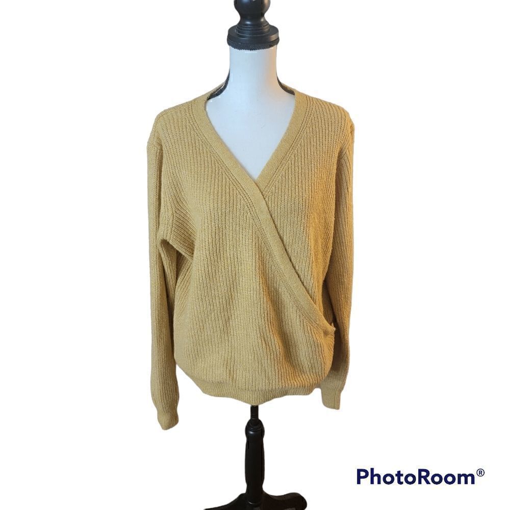 Abercrombie & Fitch Faux Wrap Ribbed Sweater with Deep V-Neck. Size XL.
